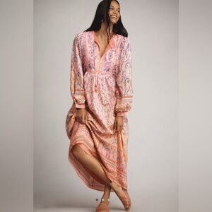 Farm Rio X Anthropologie Long Sleeve Printed Maxi Dress NWOT Size MP